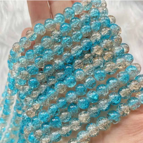 Perles blanche et bleu craquelé n°2