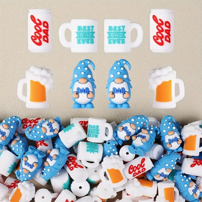 lot de 4 perle en silicone theme papa