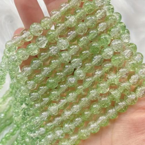 Perles verte et blanche craquelé n°3