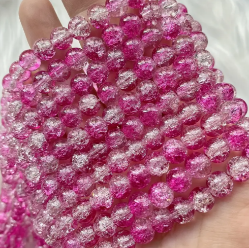 Perles fushia craquelé n°8