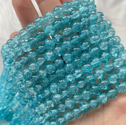 Perles bleu ciel craquelé n°9