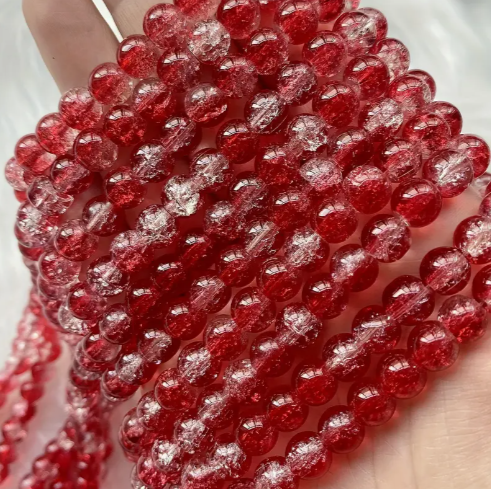 Perles rouge craquelé n°7